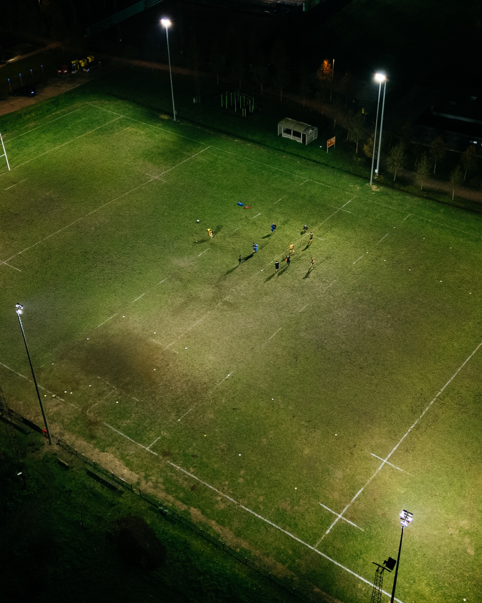 Luchtbeeld van de training en veldbelijning